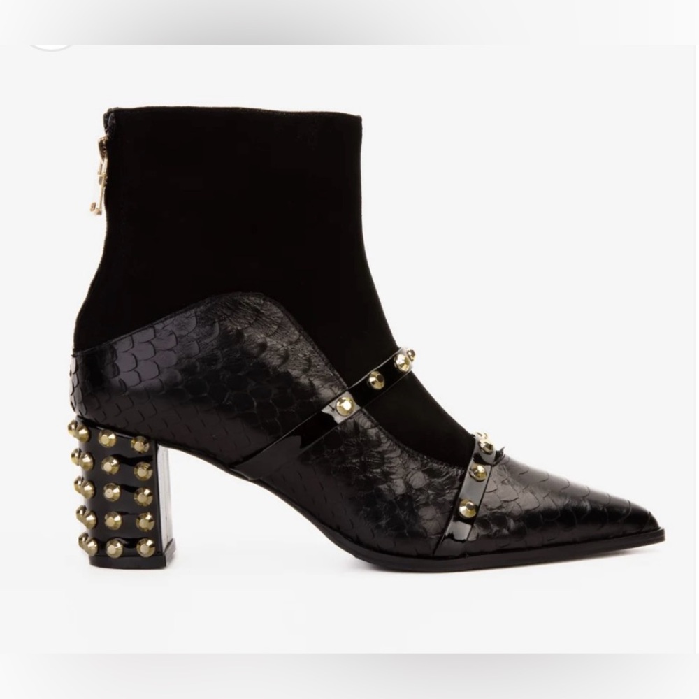 VINCI The Valentina Leather Block Heel Boot Size 38 (US Size 7.5-8) Like New - Picture 4 of 10